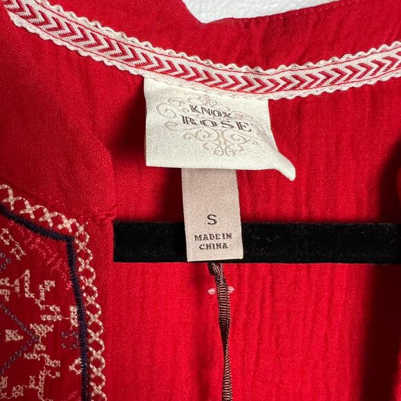 Knox Rose Women's Red Sleeveless Gauze Wide Strap Tank Top - Size Small - NWT - Picture 2 of 8